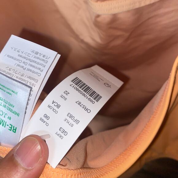 New J. Crew Peach Orange Color Block One-Piece Swim Bathing Suit Women's Size 22 - Picture 7 of 8